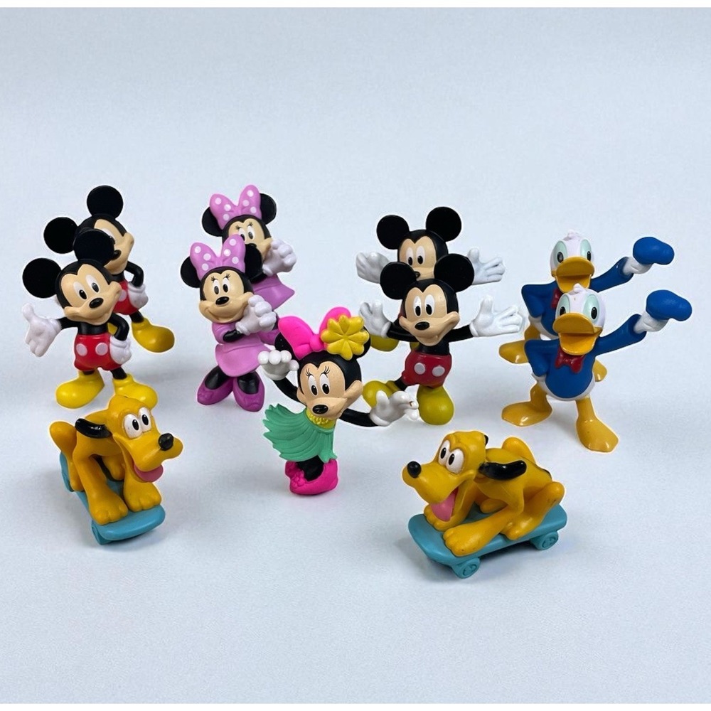 Disney Mickey Mouse Mini Figures Lot of 11 PVC Toys Donald Duck Minnie Pluto VTG